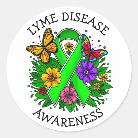 Lyme Disease Awareness Ribbon Ronde Sticker (Voorkant)