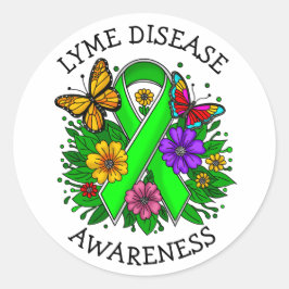 Lyme Disease Awareness Ribbon Ronde Sticker