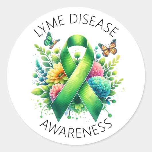 Lyme Disease Awareness Ribbon Ronde Sticker (Voorkant)