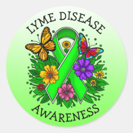 Lyme Disease Awareness Ribbon Ronde Sticker