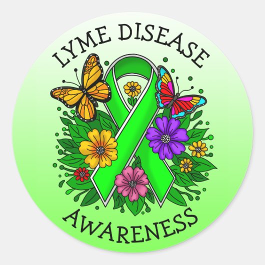 Lyme Disease Awareness Ribbon Ronde Sticker (Voorkant)