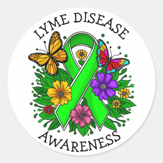 Lyme Disease Awareness Ribbon Ronde Sticker (Voorkant)