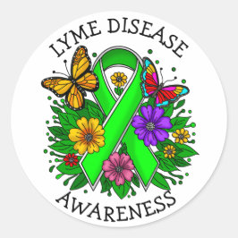 Lyme Disease Awareness Ribbon Ronde Sticker