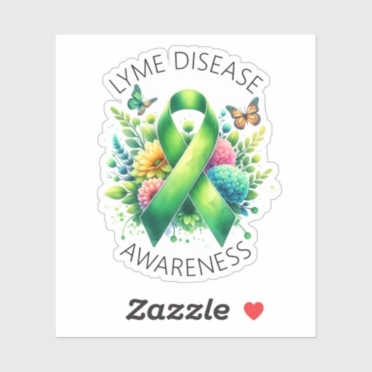 Lyme Disease Awareness Ribbon Sticker (Vel)