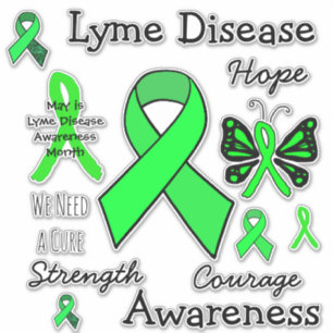 Lyme Disease Awareness Ribbons Butterflies Sticker