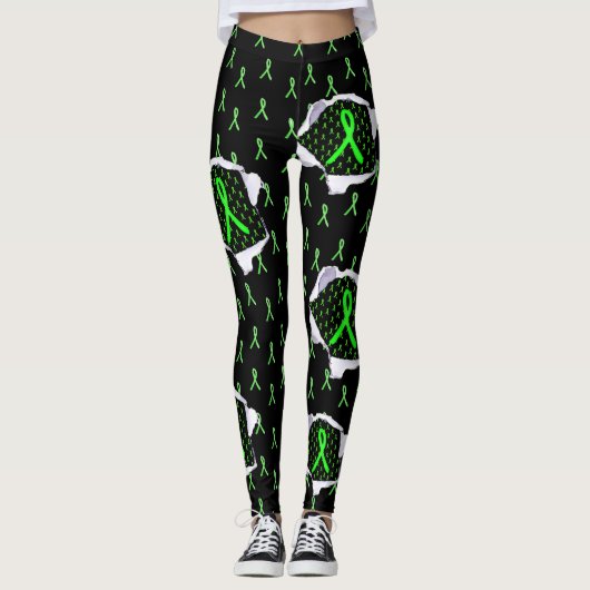 Lyme Disease Awareness Ribbons Leggings Black (Voorkant)