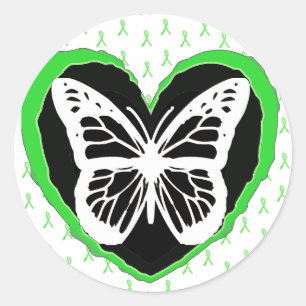 Lyme Disease Butterfly and Awareness Ribbons Ronde Sticker