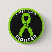 Lyme Disease Fighter Ribbon Black Button (Voorkant)