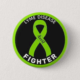 Lyme Disease Fighter Ribbon Black Button