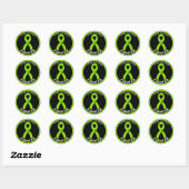 Lyme Disease Fighter Ribbon Black Round Sticker (Vel)