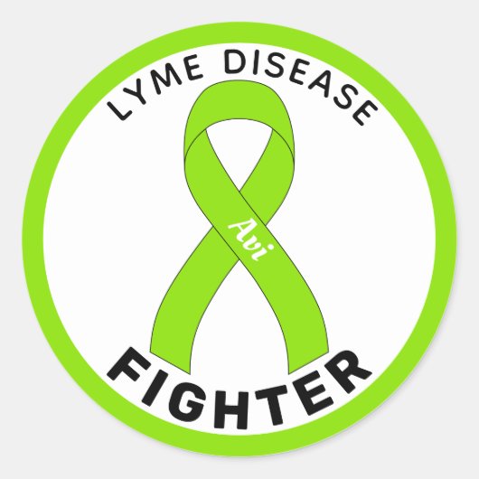 Lyme Disease Fighter Ribbon White Round Sticker (Voorkant)