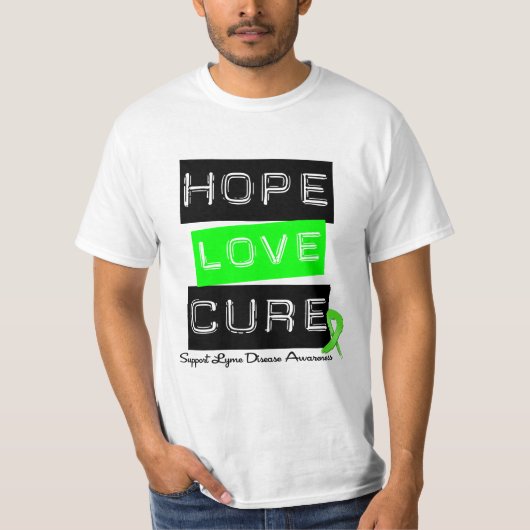 Lyme Disease Hope Love Cure T-shirt (Voorkant)