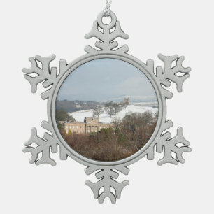Lyme Hall en The Cage Winter Dank je foto Tin Sneeuwvlok Ornament
