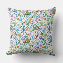 Lyme Heart Awareness Green Ribbon Pillow