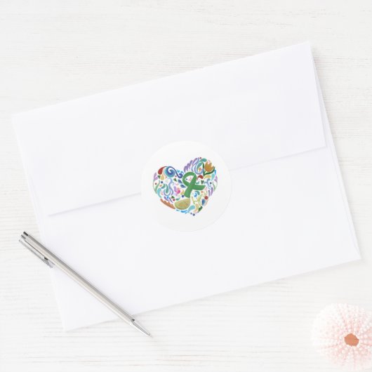Lyme Limoen Awareness Support Sticker Green Ribbon (Envelop)