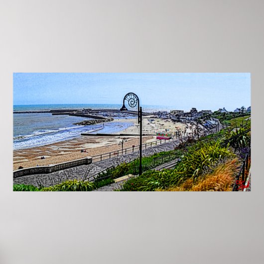 Lyme Regis Beach en Cobb Poster (Voorkant)