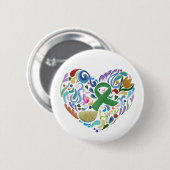 Lyme Support Awareness, Green Ribbon, Limoen Ronde Button 5,7 Cm (Voorkant /achterkant)