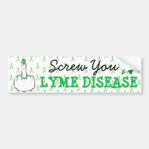 Lyme-ziekte bewustzijn bumpersticker met een midde