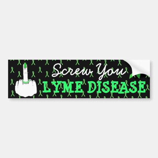 Lyme Ziekte Bewustzijn Bumpersticker Middenvinger (Voorkant)