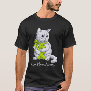 Lyme ziekte bewustzijn maand limoen groen lint kat t-shirt