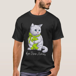Lyme ziekte bewustzijn maand limoen groen lint kat t-shirt