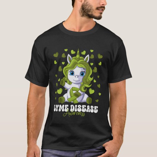 Lyme ziekte bewustzijn maand limoen groen lint uni t-shirt (Voorkant)