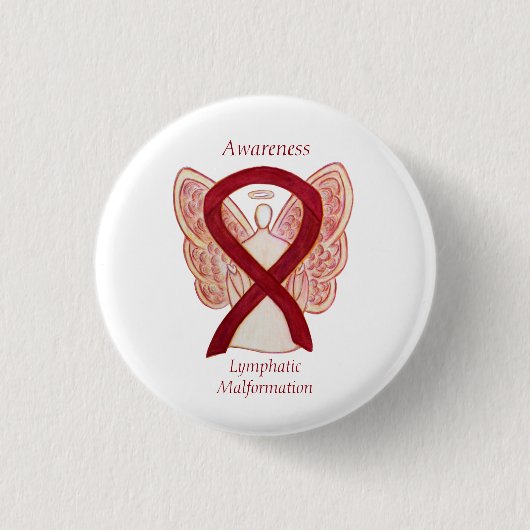Lymfeklieren Bewustmaking Ribbon Angel Pin Ronde Button 3,2 Cm (Voorkant)