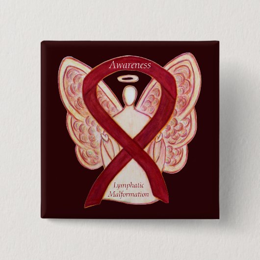 Lymfeklieren Bewustmaking Ribbon Angel Pin Vierkante Button 5,1 Cm (Voorkant)