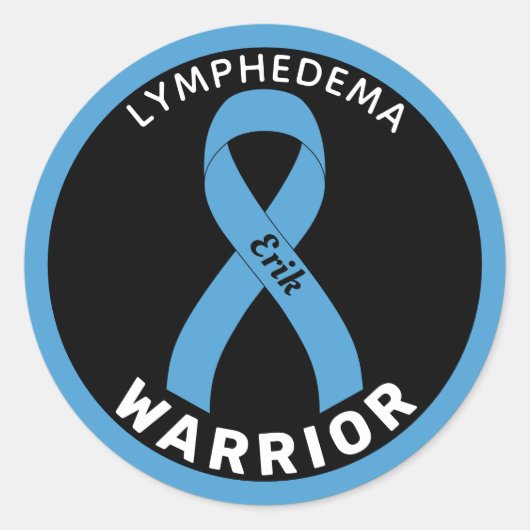 Lymfoedeem Warrior Ribbon Zwart Ronde Sticker (Voorkant)