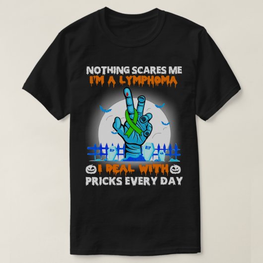 Lymfoom Bewustzijn Niets schrikt me gelukkig Hallo T-shirt (Design voorkant)