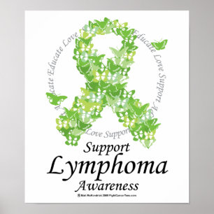 Lymfoom Butterfly Ribbon Poster
