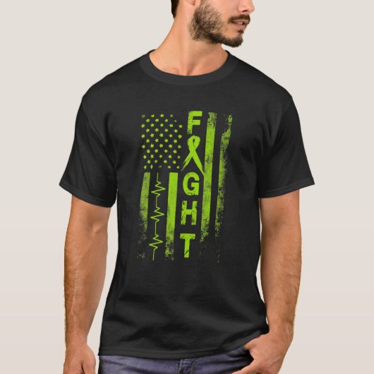 Lymfoom Cancer Awareness Fight Amerikaanse vlag Gi T-shirt (Voorkant)