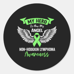 Lymfoom Cancer Awareness Hero is nu mijn engel Lim Ronde Sticker