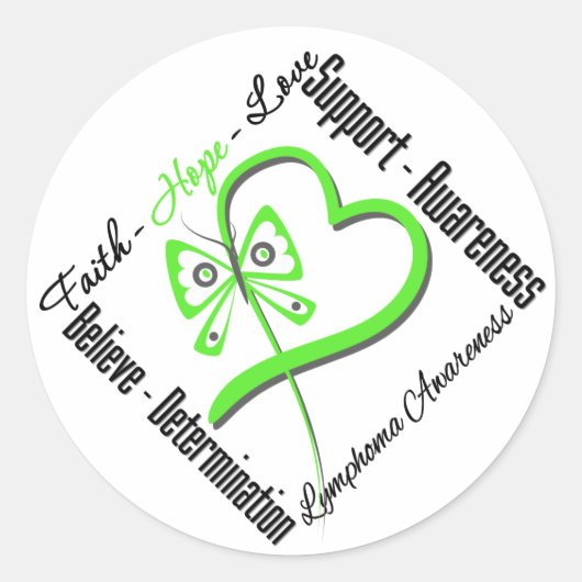 Lymfoom Geloof Hoop Liefde Vlinder Ronde Sticker (Voorkant)