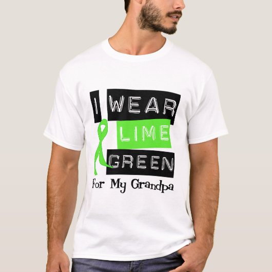Lymfoom Ik Draag Lime Green Ribbon voor mijn opa T-shirt (Voorkant)