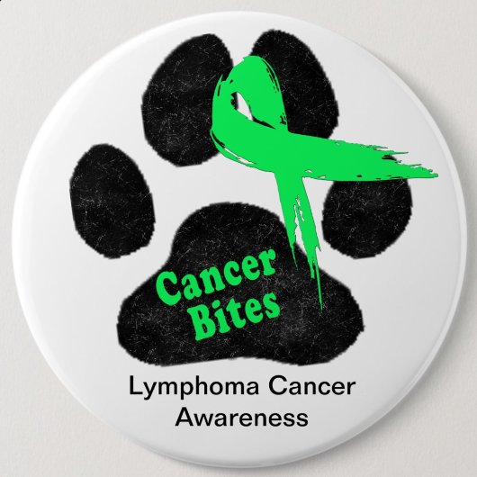 Lymfoom Kanker Hond Pootafdruk Groene Lint Ronde Button 3,2 Cm
