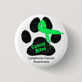 Lymfoom Kanker Hond Pootafdruk Groene Lint Ronde Button 3,2 Cm (Voorkant)