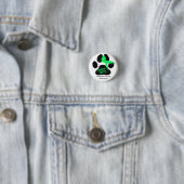 Lymfoom Kanker Hond Pootafdruk Groene Lint Ronde Button 3,2 Cm (In situ)