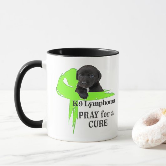 Lymfoom Kanker Steun Hond Groene Lint Mok (Met donut)