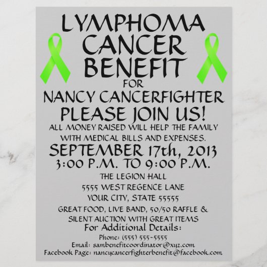 Lymfoom Kankerbestrijder Benefit Flyer (Voorkant)