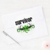 Lymfoom overlevende Grunge gevleugelde embleem Ronde Sticker (Envelop)