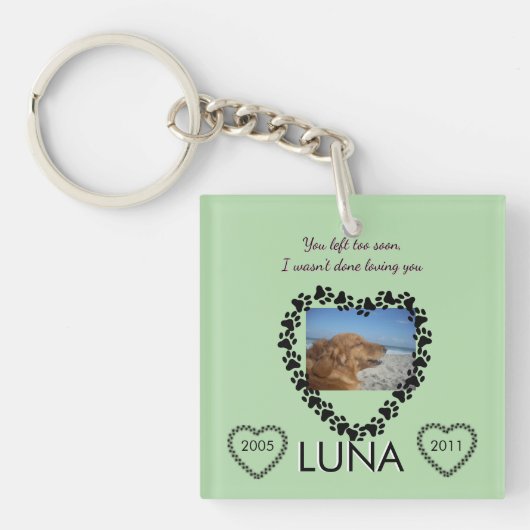 Lymfoom Pawprint Lintje Herdenking Sleutelhanger (Voorkant)