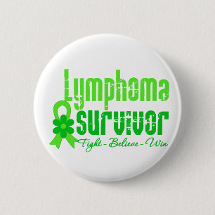Lymfoom Survivor Flower Ribbon Ronde Button 5,7 Cm
