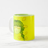 Lymoona's groen  tweekleurige koffiemok (Voorkant links)