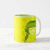 Lymoona's groen  tweekleurige koffiemok (Voorkant rechts)