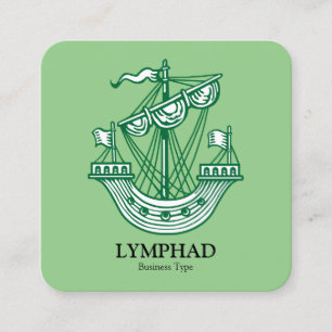 Lymphad (Heraldic Ship) - Forest Green on Sage Vierkante Visitekaartje
