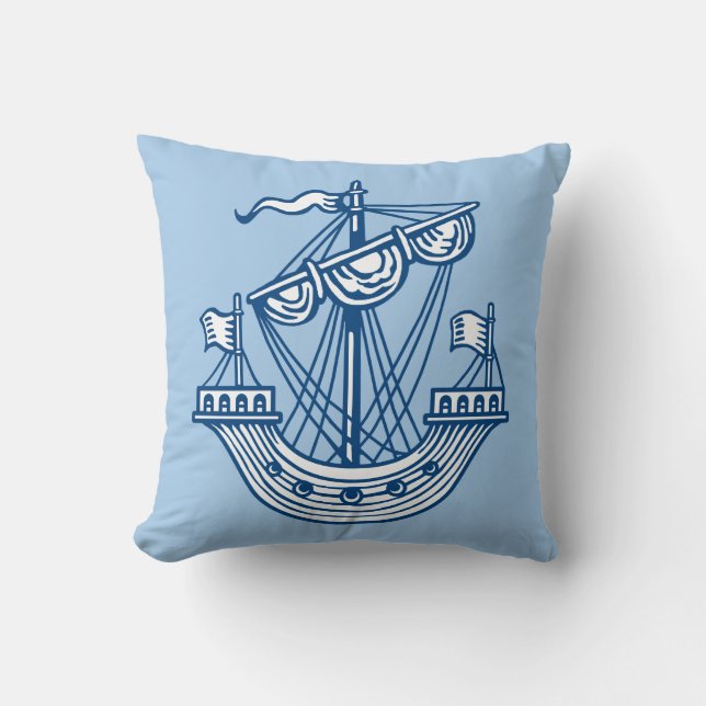 Lymphad (Heraldic Ship) - Indigostijlblauw Kussen (Voorkant)