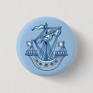 Lymphad (Heraldic Ship) - Indigostijlblauw Ronde Button 3,2 Cm