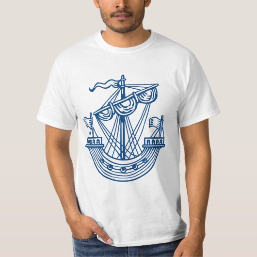 Lymphad (Heraldic Ship) - Indigostijlblauw T-shirt (Voorkant)
