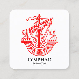 Lymphad (Heraldic Ship) - Rood op zwart Vierkante Visitekaartje